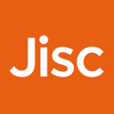 Jisc logo white writing on an orange background
